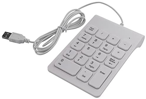 Wanjorlay Mini USB Filaire Pavé NuméRique Pavé NuméRique 18 Touches NuméRique pour Comptabilité Teller Ordinateur Portable Notebook Tablets PC (Blanc)