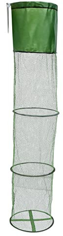 VANZACK Angel Setzkescher: Fischreuse Faltbare Köderfischfalle Angelkäfig Angelkäfig Angelklappnetz Trap-Fischernetz zum Fangen Krabben Fisch und Garnelen (1.4M)