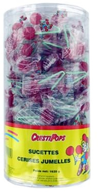 Sucette cerises jumelles - 120 pièces