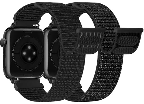 Runostrich Nylon Sport Strap Compatible with Apple Watch Strap 49mm 46mm 45mm 44mm 42mm 41mm 40mm 38mm Women Men, Adjustable Solo Loop Bands for iWatch Series 11 10 9 8 7 6 5 4 3 SE Ultra, 2 Pack