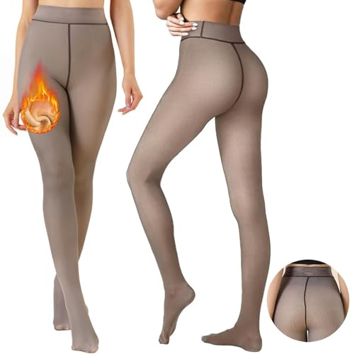 CheChury Invierno Mujer Medias Térmicas Translúcidas Pantimedias Forro Polar Panty Reductora Termicos Leggings Cintura Alta Pantimedias Translúcidas Falsas Piel