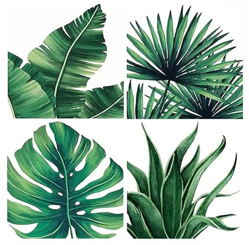 DCIDBEI 4-pack 5D diamantmålning ginkoblad 30 x 30 cm ddiamond painting gröna växter måla efter siffror växter blommor strass broderi korsstygn kit hantverk canvas klistermärken pärlor bilder