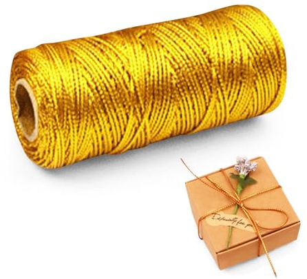 Kordel Gold, 1.5mm Geschenkband Gold, 100 m Glitzer Goldschnur zum Basteln, Unelastisch Kordelband Goldfaden zum DIY Bastelschnur für Handwerk Hochzeit Dekorieren Geschenkverpackungen