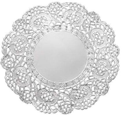 QUARKZMAN 50Pcs Napperons Ronds en Papier 3.5 pour La Vaisselle Argentés | Napperons En Dentelle, Pour Les Fêtes, Pour Les Mariages, Pour Les Anniversaires
