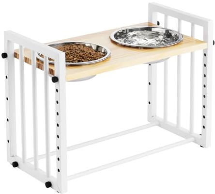 Navaris hundskål upphöjd – höjdjusterbar hundskål stora hundar – tillverkad av rostfritt stål 304 – diskmaskinssäker – enkel montering – 1180 ml per skål – Inkluderar självhäftande prickar