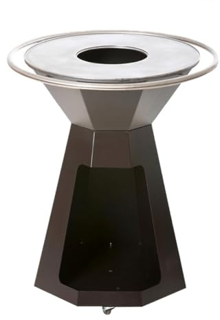 LITTLE BALANCE 8954, Brasero Genius 70, Barbecue Brasero à Bois Extérieur Jardin ou Terrasse, avec Plancha INOX, Rangement Bois XXL, Acier, Fabriqué en France