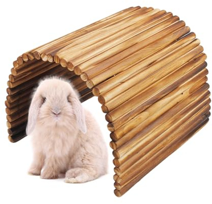 MUYG Grand pont en bois pour lapin, tunnel flexible à mâcher pour petits animaux, rampe d'escalade pour cochon d'Inde, chinchillas, hérissons, furets, rats (50 x 30 cm)