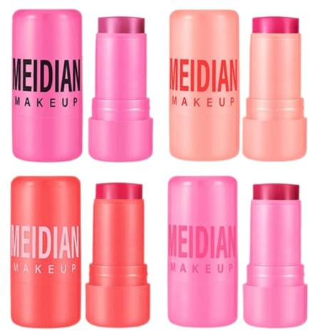 4 stick di blush in gelatina, essenza di blush utilizzabili a strati adatti per occhi guance e labbra Gli stick pigmentati in gelatina umida sono leggeri e traspiranti adatti a ragazze e donne (2)