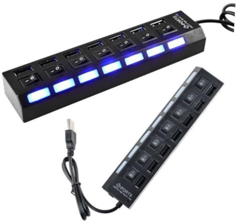 VANZACK Port USB Hub with High-speed Data Transfer and Off Switch Multi USB Charger for Laptop and PC Safe Protection