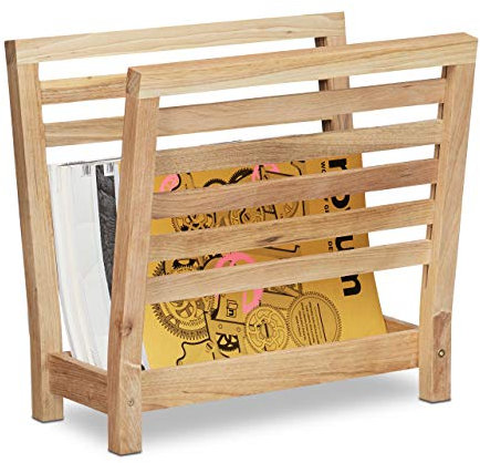 Relaxdays 10020656 Porte-magazines porte-revues support pour journaux en bois de noyer HxlxP: 38,5 x 26,5 x 40 cm, marron, Walnut