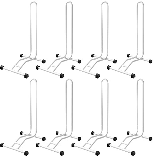 8x WELLGRO® Fahrradständer - Stahl, sicherer Stand - Farbe schwarz, weiß oder silber wählbar, Farbe:Weiß