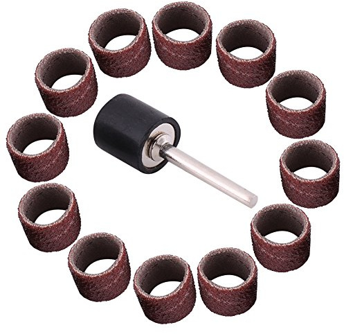 Akozon Schleifen Schleifzylinder,100 Stück Trommel Schleifen+1 Stück Pleuelstange Spanndorn für Rotary drll Schleifpapier Bänder Spindel Hülsen Holzbearbeitung Polieren Kit 80/320/600 Grit (80#)