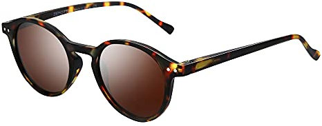 ZENOTTIC Sonnenbrille Polarisiert Rund Retro Klassisch UV 400 Schutz Vintage Rahmen für Herren Damen (MATT SCHILDKRÖTE + BRAUN)