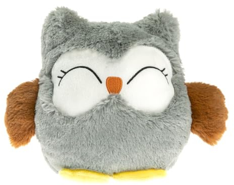 Pelucho - Bouillotte Peluche Chouette Grise - Bien-Être, Chaleur et Douceur - Micro-Ondable - Grains de Blé et Fleurs de Lavande - Fabriquée en France