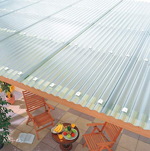 Terrassendach Terrassenüberdachung Carport Komplettset Acrylglas Sinus 76/18 3mm Wabenstruktur Farblos Profilplatten Tiefe:2000mm|Breite:4965mm