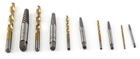 10 pcs Screw Extractor and Left Hand Drill Bit Set Screw Remover and Twist Drill Kit Set Chrome Vanadium Steel