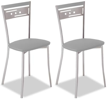ASTIMESA Dos Sillas de Cocina Metálica Respaldo y Asiento Gris
