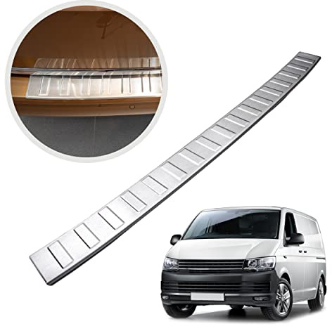 CHROMEMASTER | Ladekantenschutz Stoßstangenschutz | Kompatibel mit Volkswagen VW T6.1 2015+ ; Gebürsteter Edelstahl, Silber Matt; Unsere Lackschutzleiste Sichert den Heckstoßfänger vor Kratzern
