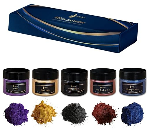 AArtsZ Epoxidharz Farbe Mica Pulver, 5x20g Set, Pigmentpulver, Farbpigmente | Perlglanz Farbpigmente Metallischer Powder für Schmuckherstellung Nagellack Seifenfarbe Schleim Kerzenherstellung Badebomben