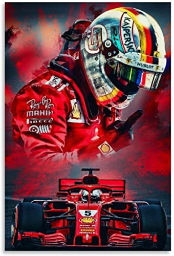 5D Diamant Painting Set FüR Erwachsene Und Kinder Sebastian Vettel F1 Rennfahrer Plakatmalerei DIY Diamond Painting Kristall Strass Diamant Stickerei GemäLde 15.7x19.7(40x50cm) Kein Rahmen