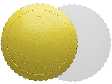 GylSun 10 unidades Cake Drum Oro y Blanco Papel Cake Board (Ø25cm)