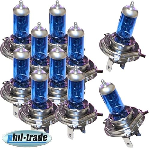 Recambo 10x Halogen H4 Scheinwerferlampe Birne 75W / 70W 24V Abblendlicht Fernlicht Glühlampen | E - Prüfzeichen | Sockel P43t - Xenon Weiß
