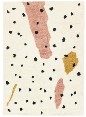 RugVista Spotty Kinderteppich, 140 x 200 cm, Off Weiß | Moderne, Rechteckig, Niedriger Stapel, Nur chemische Reinigung, Oeko-Tex 100, Ohne gefährliche Chemikalien, Kinderzimmer