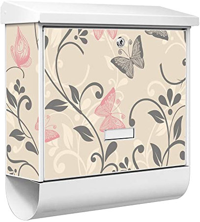 banjado® Burgwächter Briefkasten Weiß 38x39x12cm mit Motiv Erwachen/Briefkasten mit Zeitungsfach/Briefkasten mit Zeitungsrolle/Postkasten inkl. Montagematerial & 2 Schlüsseln