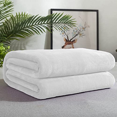 GREATOYAR Manta de Franela para Sofá, Manta de Franela para Cama, Manta para Mascotas, Mantas Ligeras, Extra Cálido, Sobrecama, Caliente, Transpirable para Invierno, Color Blanco, 160X220cm