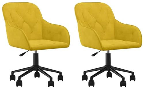 vidaXL 2X Esszimmerstuhl Drehbar Höhenverstellbar Drehstuhl Wohnzimmerstuhl Küchenstuhl Stuhl Stühle Polsterstuhl Essstuhl Sessel Gelb Samt