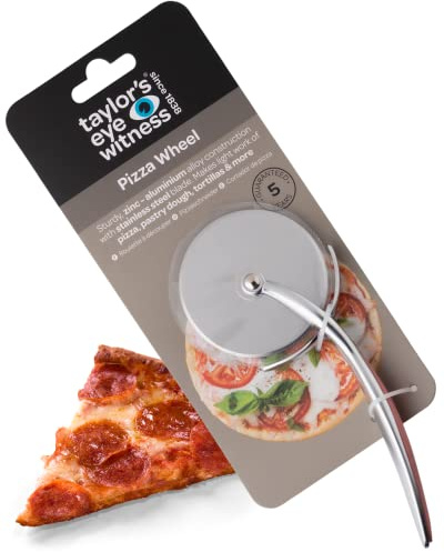 Aluminum Rolling Pizza Cutter Wheel - Taylors Eye Witness. Blade with Stainless Steel Construction. Dishwasher Safe, Easily Glides Through Tough Dough with Guard to Protect Hands, Baked Clay Colour