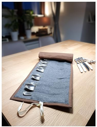 Bestecktasche für versilberte und silberne Bestecke aus Filz | 30 Fächer für 30 Teile | Handarbeit | Bestecktasche für Silberbesteck Aufbewahrung | Anlaufschutz ohne Chemie | Schutz vor Kratzern (v2)