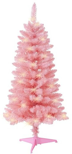 HomeKaren Pre-Lit Artificial Christmas Tree 120cm, Battery Operated Desktop Xmas Tree with 70 LED 210 Branch Tips Mini Christmas Tree Decoration Indoor Outdoor