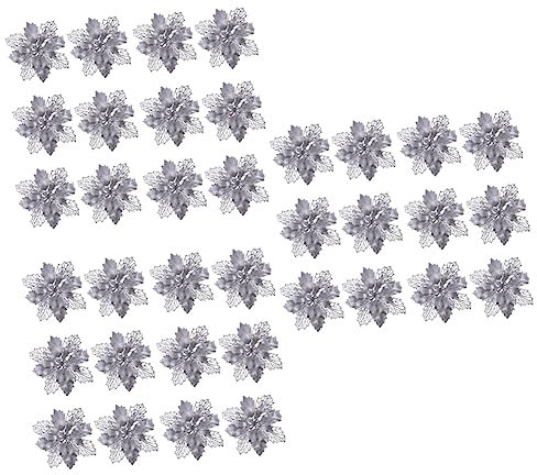 ABOOFAN 36 Pcs Weihnachten Baum Hängen Glitter Weihnachtsstern Blumen Hohl Simulation Dekorationen