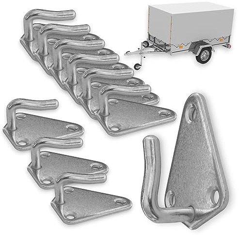 All-around24 Dreiloch Planenhaken Netzhaken für Plane & Anhängernetz langlebige Dreilochplanenhaken aus verzinktem Guss - robuste Dreilochhaken Abspannhaken für Anhänger (10 X Planenhaken)
