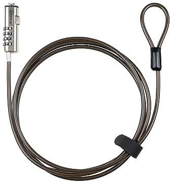 TOOQ TQCLKC0035-G - Cable de Seguridad de Ranura Tipo Nano con Combinación para Portátiles 1.5 metros, Color Gris Oscuro