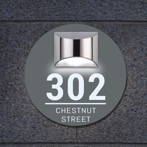 Número de casa solar Personalizado para iluminación exterior - número de casa para iluminación exterior,Placa de letrero de casa,personalizable con nombre de calle,tu dirección,hogar,hotel,Círculo
