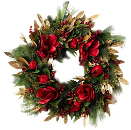 Xiaojiu Weihnachtskranz Weihnachtskranz Tisch Weihnachtsdeko Zum Hängen Kreativ Weihnachten Türkranz Künstlicher Weihnachtskranz Für Die Haustür Großer Weihnachtskranz Winterkranz Rot 4-Rot