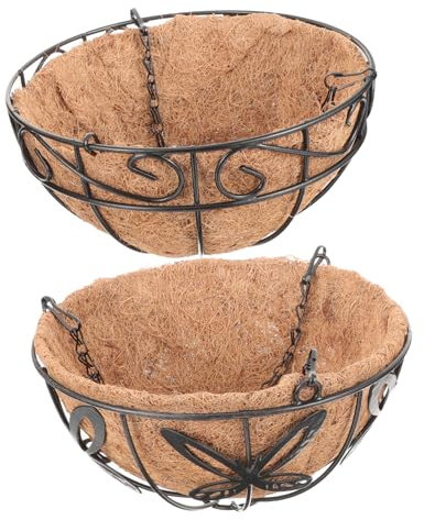 VANZACK 2 Pezzi Filo Appeso Fioriera Aglio Custode Balcone Vaso Di Fiori Appeso Cesti Di Fiori Ferro Vaso Cesto Di Frutta Muro Cesto Di Fiori Bacino Staffa Guscio Di