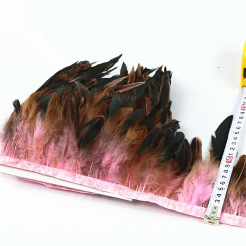 10 Meter Hühnerschwanz-Federbesatz Bänder 10–15 cm Streifen für die Herstellung von Kleidern, Röcken, Partys, Kleidung, Rosa