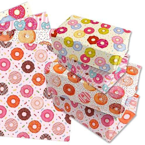 12 fogli di carta da regalo a forma di ciambella, per compleanno, 4 tipi di carta da regalo per bambini, vacanze, compleanno, 50 x 68 cm