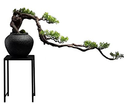 Künstlicher Bonsai Simulationsbaum Neuer künstlicher Willkommens-Kiefern-Bonsai-Baum im chinesischen Stil for den Innenbereich, grüner Kunstbaum, 81,9 cm große Simulationspflanze Künstliche Zimmerpfla