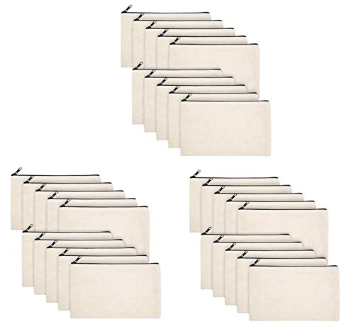 VENOAL 30 Stück DIY Basteltasche Canvas Stiftetui Schminke - Canvas Bleistift Beutel Baumwolle Canvas Kosmetik Tasche Tasche
