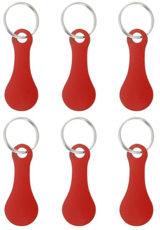 PATIKIL 6pcs Porte-Clés Jeton de Caddie de Courses 2.2/5.5cm Rouge | Extracteur de Caddies en Acier Inoxydable, Caddie Universel Porte-Clef pour Déverrouillage Chariot Caddies de Courses