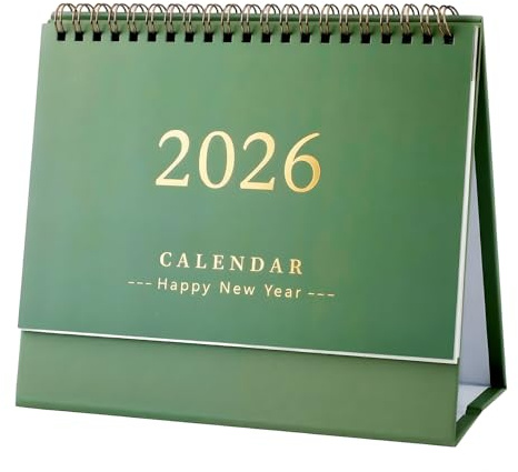 AOKWAWALIY 2026 Desk Calendar Standing Flip Desktop Calendar Stand up Desk Calendar 7.4x6.4 Inch with Twin-Wire Binding