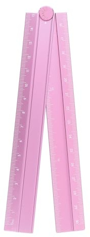 sourcing map Righello pieghevole dritto da 30 cm, in lega di alluminio, goniometro pieghevole angolare, strumento di misurazione geometrico, con linea angolare, per architetti, artisti, ufficio, rosa