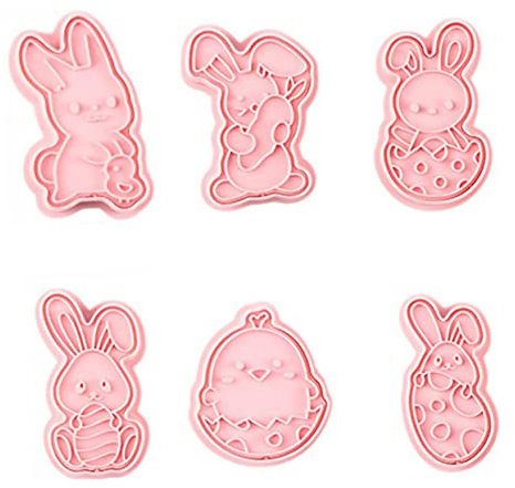 Ciieeo DIY Easter Cookie Molds Rabbit Shape Biscuit Mold Easter Rabbit Cookie Cutters Set of 6