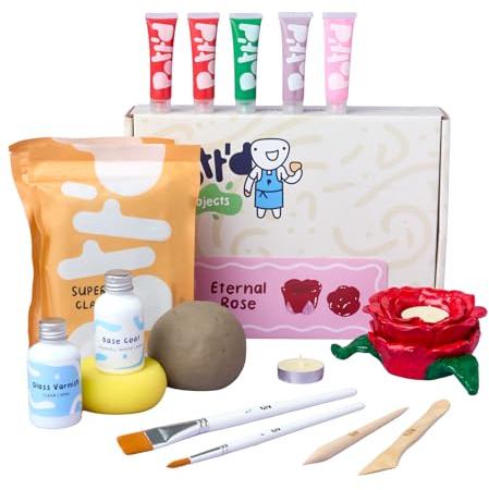 Pott'd Mini-Töpfer-Sets | Lufttrocknendes Töpferset für Erwachsene | Mit Farben, Töpferwerkzeugen und lufttrocknendem Ton ganz ohne Brennen | KOSTENLOSE Online-Anleitung | Perfekt für Anfänger