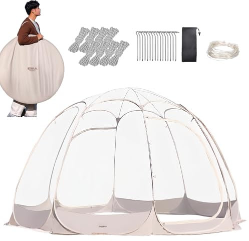 SAIYERUS 8-10 Personen Instant Pop Up Bubble Zelt, Outdoor Kuppelzelt Wetterfest, TPU Transparent Sportpavillon, Kälteschutz Campingzelt für Sportveranstaltungen, Camping, Outdoor 3,6 x 3,6 x 2,2m