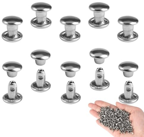 300 Set Ribattini per Cuoio,6mm Pelle Rivetti,Rivetti A Doppia Testa Tubolari in Metallo,Decorativi Testa Tonda in Pelle Borchie,Rivetti di Pelle,Ribattini per Scarpe,Vestiti,Choker,Artigianali Pelle